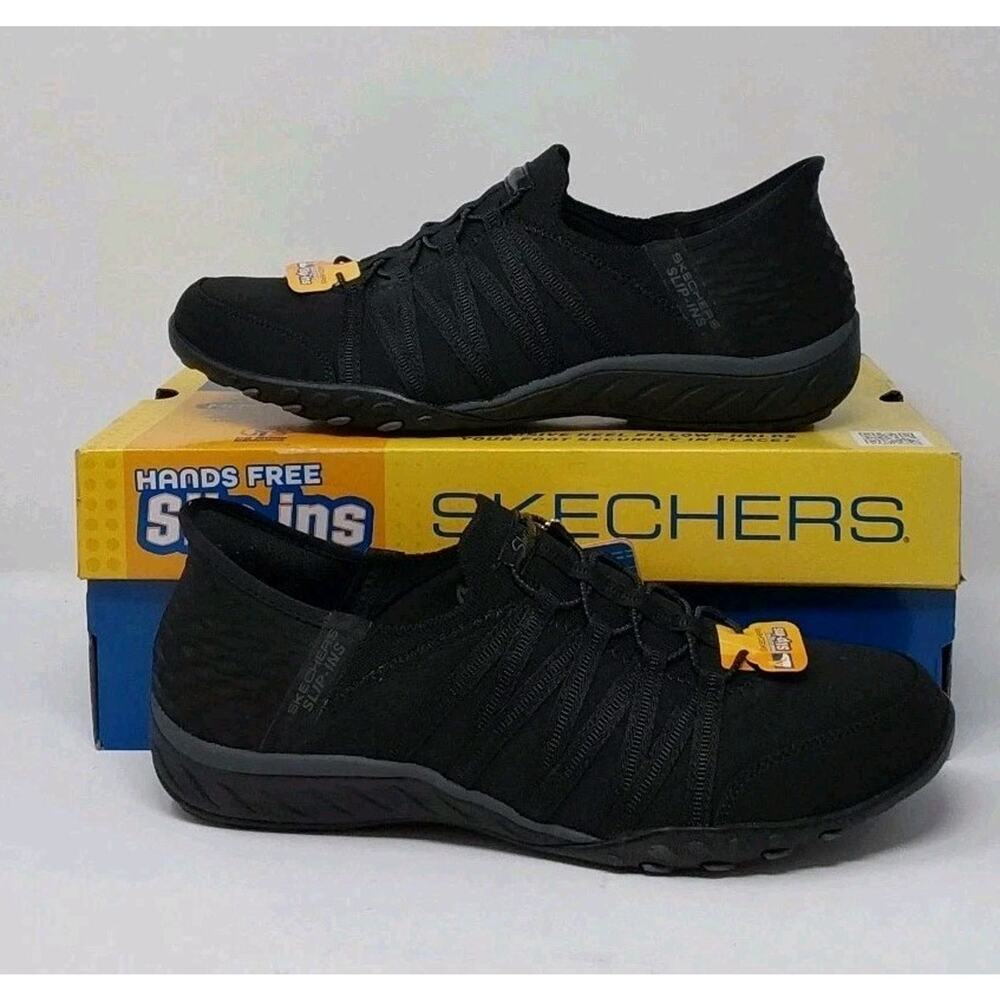 Skechers Slip-Ins Breathe Easy Roll With Me Black Womens Size 10 Relaxed Fit
